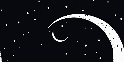 vector style simple crescent moon with craters illustration, gothic, dark colours
