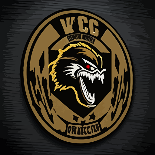 "RC08" logo patch with a wild board roaring, vector, black background, US ARMY WWII theme, high res