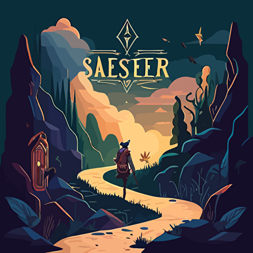 a seeker's journey. Vector, game design, flat colors.