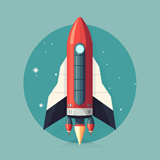 a flat vector logo of a rocket, minimal by jeff koons,