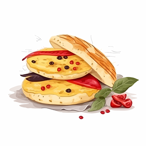 vector image, venezuelan arepa on white