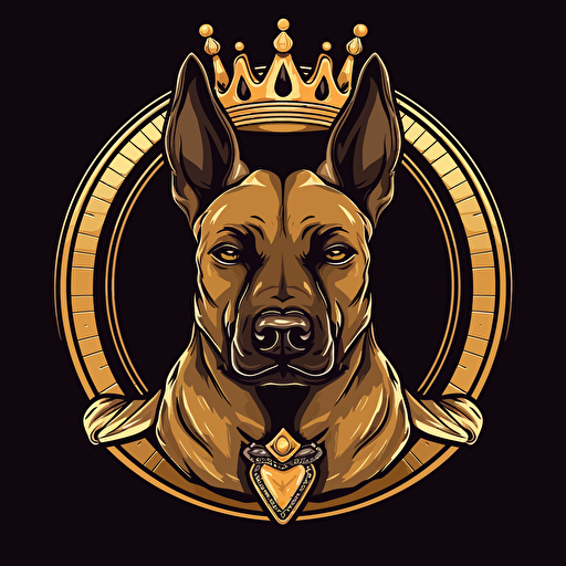 a vectoriel logo with a malinois looks like a king