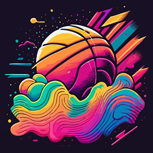 basketball minimalistic art drawing digital vector svg illustration Lisa Frank colors
