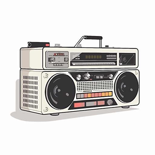 flat vector 8 bit atari pixel art style, cassette boombox, white background