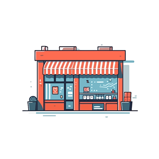2d , simple vector, store open on white background
