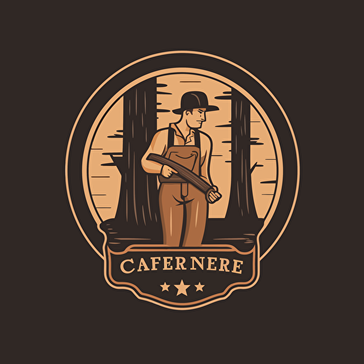 Carpenter logo, cut tree trunk, original style, minimalistic, vector illustration