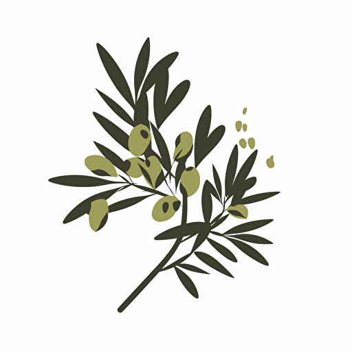Create a silhouette of a olive branch,minimalistic,cartoon style,vector