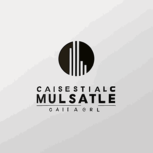 minimalist vector logo for a large music corporation, white background, clean, sterile