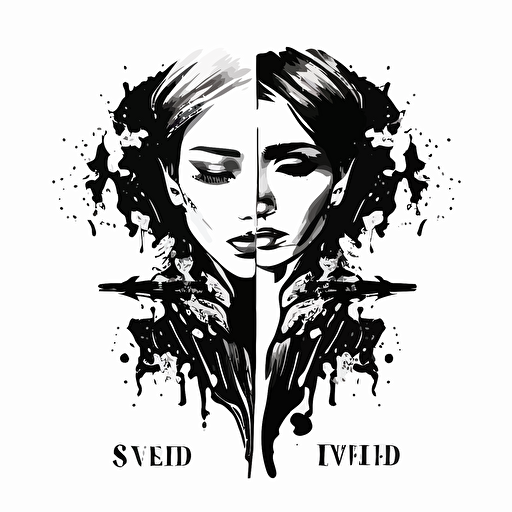 logo for a brand called two sided fashion this will be a spilt logo with two side and be black and white svg vector illustration