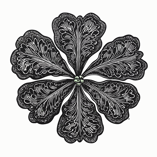 a woodcut vector one color shamrock clover black against white backgorund