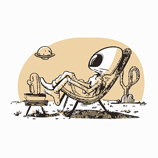 aliens are relaxing, vector, illustration, full color, hd, cartoon, contour, white background, simple illustration