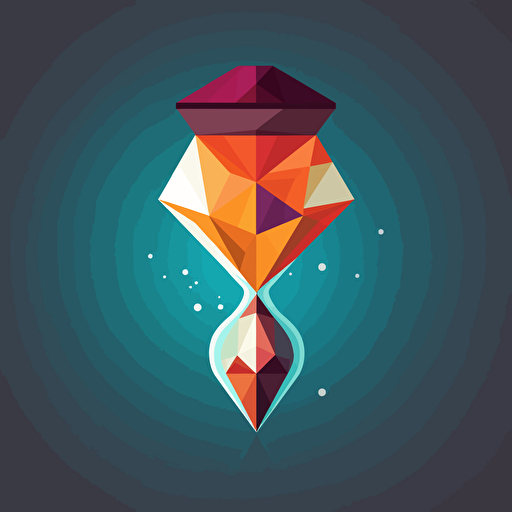a vector logo, flat 2D, vivid colours, an hour glass, top part shaped like a diamond