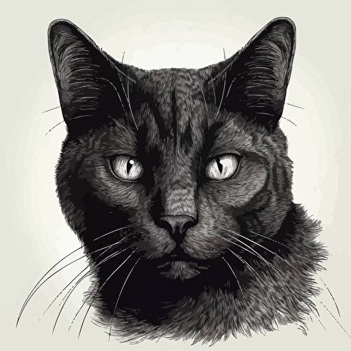 a balck cat, detailed vector illustration