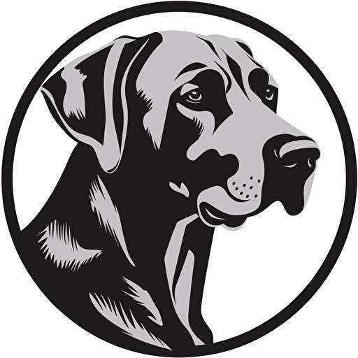 a vector style black and white logo of a rodesian ridgeback dog, back facing the camera, back ridge is visible