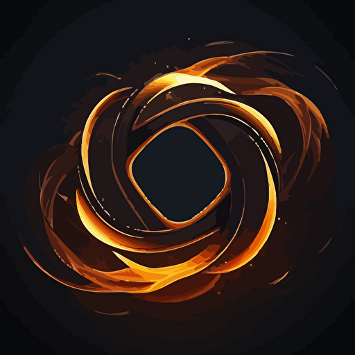 minimalist, logo, mobius symbol on fire, dark background, orange, vector, no shadows