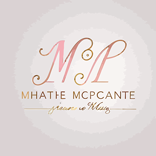 Beautiful and professional logo for a feminine law firm called "MF" with capital letters cursive, that looks like a signature, very professional logo, simple clean logo, white background, single-line balance logo, vector logo, pink gold logo