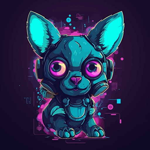 cute nft animed vector logo, cyberpunk background