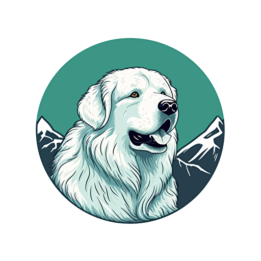 A vector logo of a great pyrenees, very simple, memorable, sincere, honest, wholesome, down-to-earth