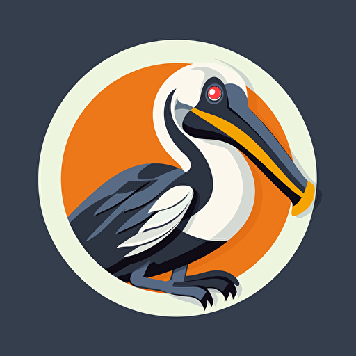 flat vector logo of a pelican and a tape reel