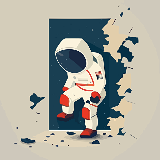 Illustrate a floating astronaut for a modern web application's 404 page using a minimal vector flat style.