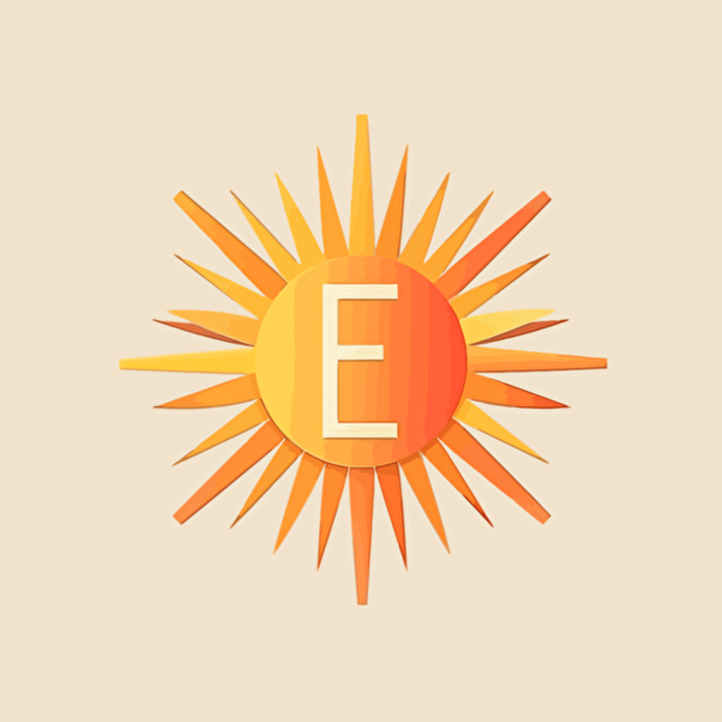abstract sun logo form from alphabet e, geometry, vector