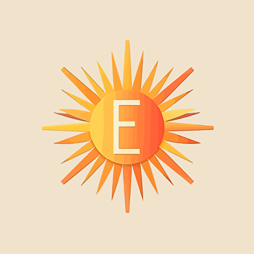 abstract sun logo form from alphabet e, geometry, vector