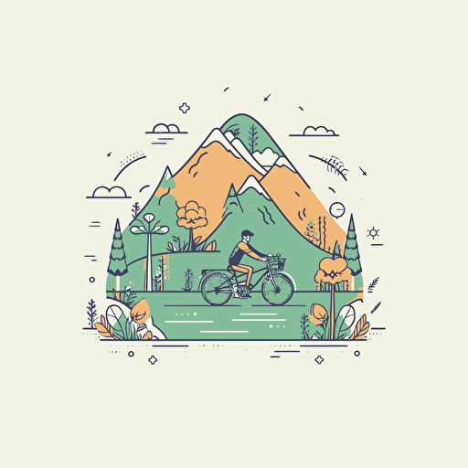 one line vectors for a travel agency that sells active travels like hiking, bicycle,surfing, color #EF8E68