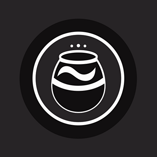 a simple logo, coffee cup, 2D, black and white, vector art, circular design,
