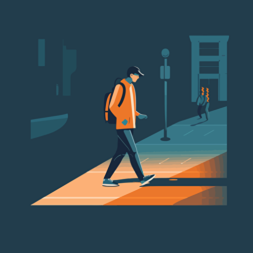 simple vector animation of person on their smartphone walking on the sidewalk