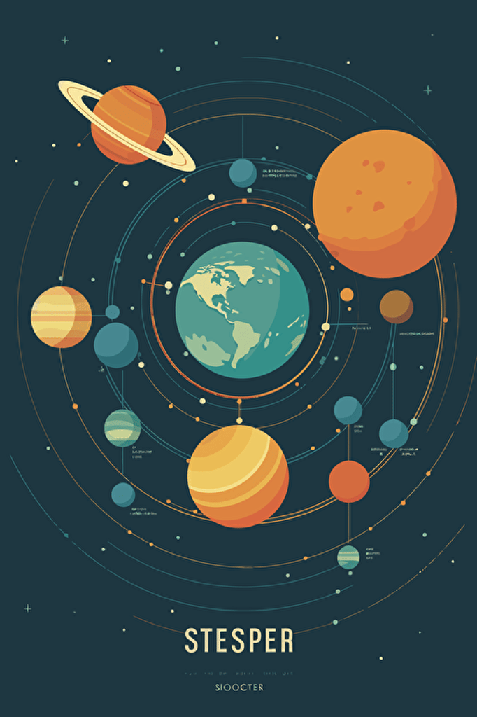 solar system, abstract, minimalistic vector,