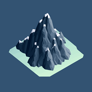 Isometric icon, Mountain, solid background, in the style of Matthew Skiff illustrations, in the style of Christopher Lee illustrations, in the style of Jonathan Ball illustrations, simple, rough-edged drawing, vector illustration, flat art,