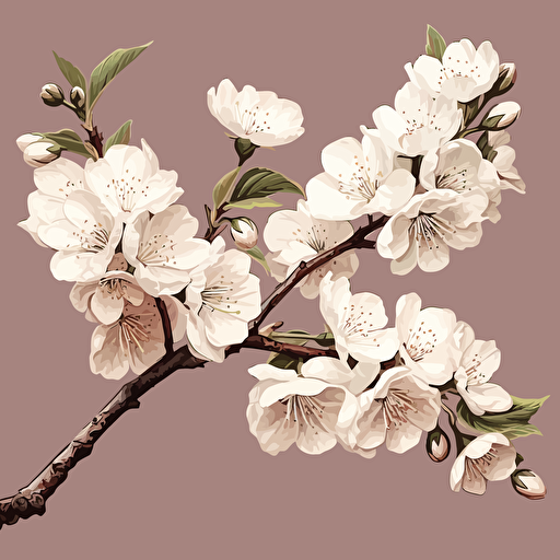 vector art, white japanese cherry blossom, painting