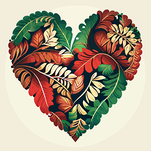 a puakenikeni lei design in vector art form, in the shape of heart
