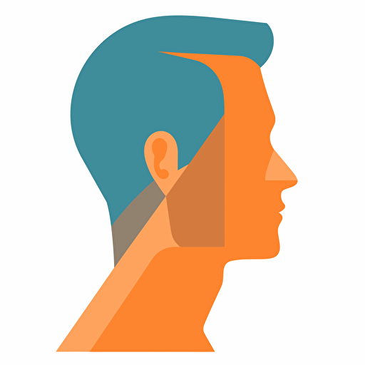 side view diagram of a person's head, vector, flat design, no background