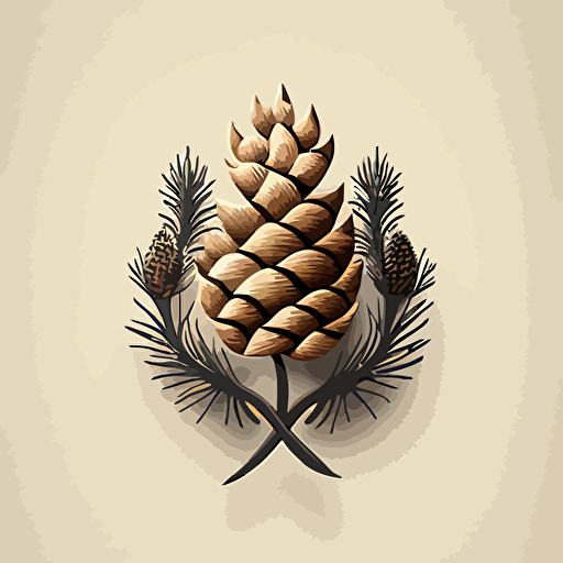 create a minimilist vector logo that is in the shape of an ampersand and a pine cone