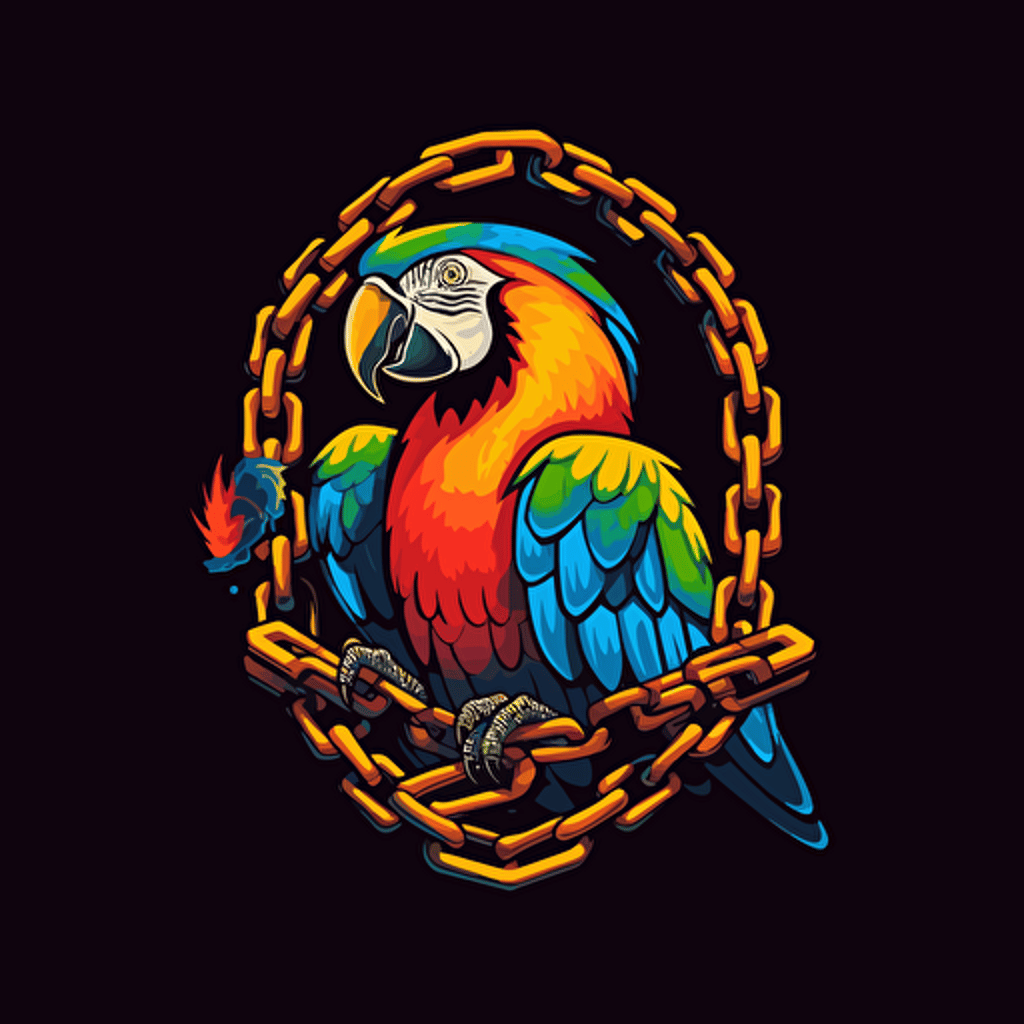 langchain logo vector art square, incorporate chain and a parrot.