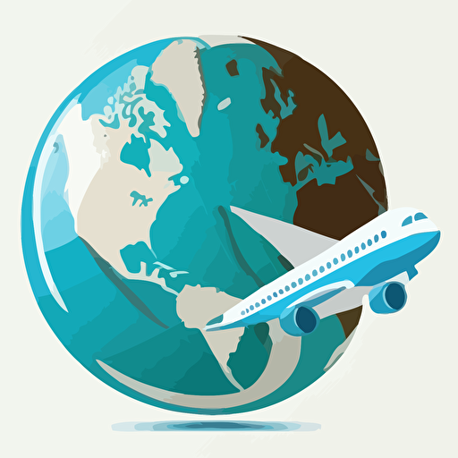 globe with airline flat vector logo