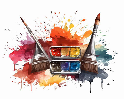 vector frame, drawn on white background, with wet brushes