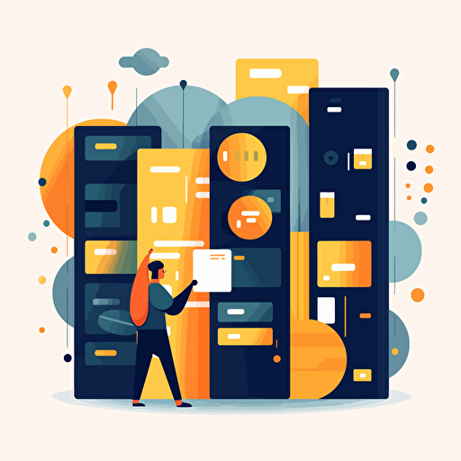 flat vector illustraction of formes being checked and folders being put away