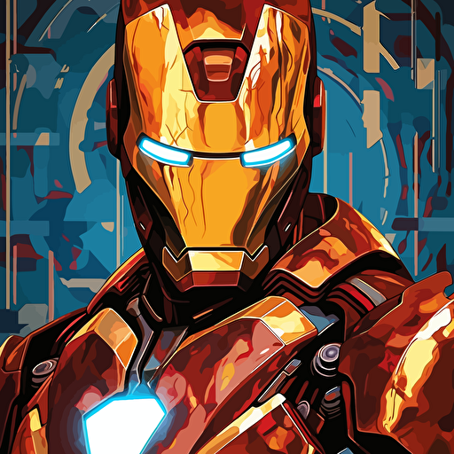 Iron Man，thinking, avatar, anime style，vector