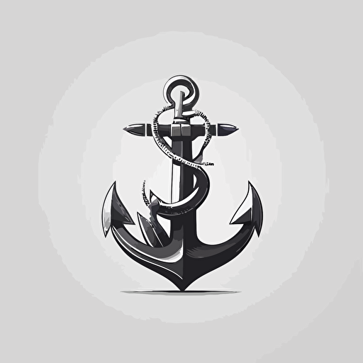 design simple minimalistic logo fishing ship and anchor, facing front, vector design