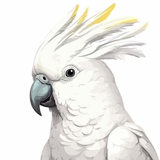 Cockatoo bird looking straight in the camera, white bg, vector