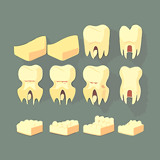 flat vector illustration of bottom row and front row of teeth