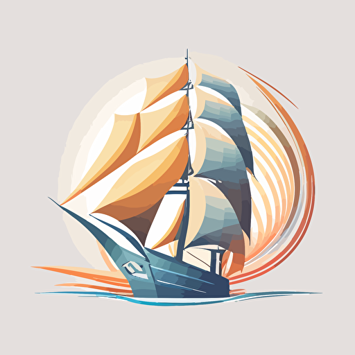 a geometrical vectorial logo of a sailor ship