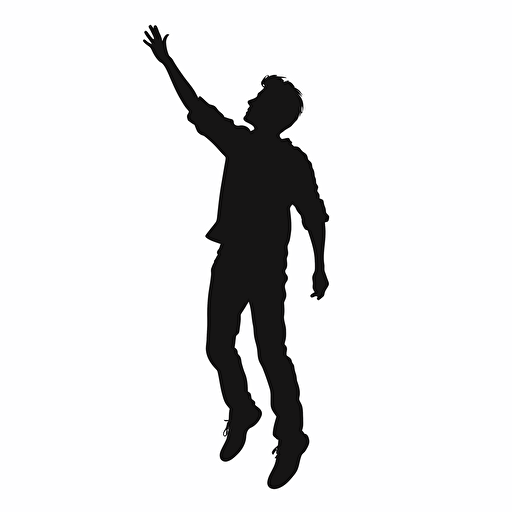 vector illustration, minimalist illustrator, silhouette of a person Enthusiastic and attractive young mans