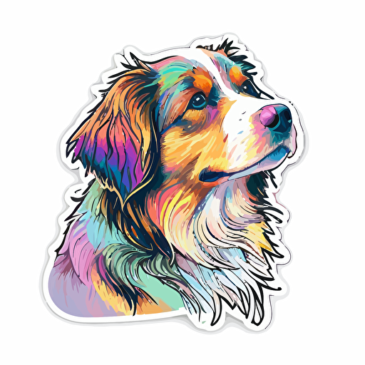 vector art of a dog illustration stickers, vivid colors, colorful, pastel cute colors, white background