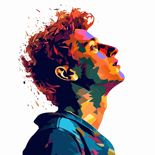 modern vector profile image, young male, amazed