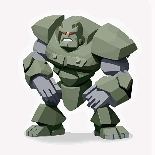 military golem, vector logo, vector art, emblem, simple cartoon, 2d, no text, white background