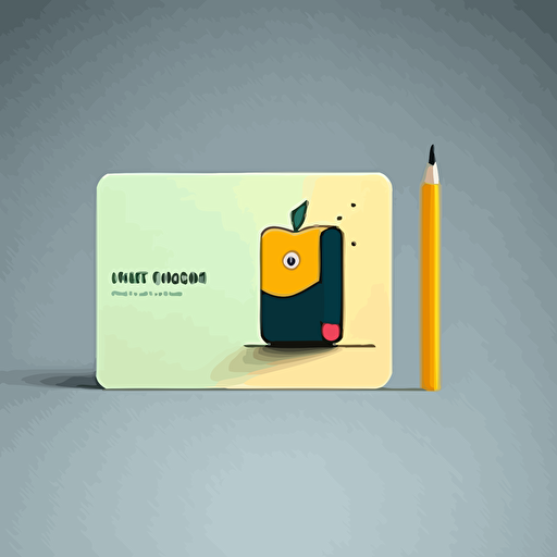 minimal bussines card logo design for teacher with pencil and book, stylized 2d, vector