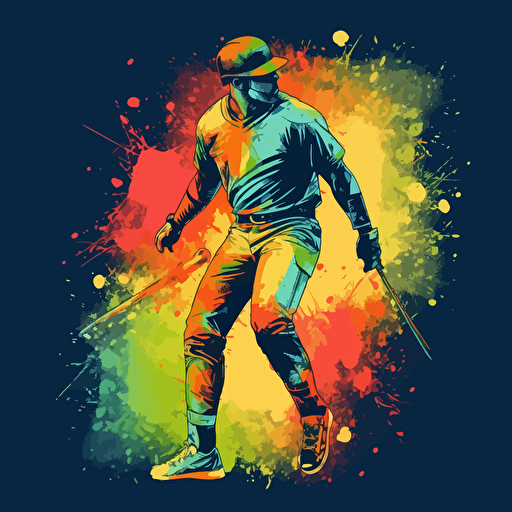 vector illustration of one baseball player in vivid colors
